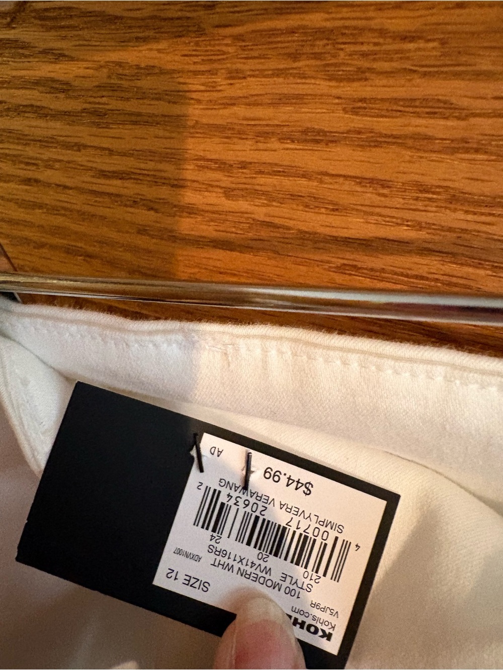 Simply Vera Vera Wang White Wide-Leg Cropped Pants - Picture 3 of 3